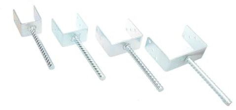 Aqbau® U-Pfostenträger zum einbetonieren U Form 61 mm Betonanker für Holzpfosten Pfostenanker Pfostenschuh einbetonieren U Pfostenträger mit Betonanker Metall feuerverzinkt