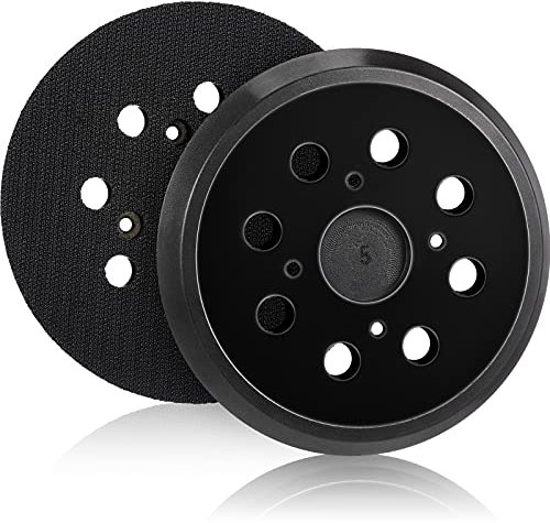 Mudder 2 Pieces 5 Inch 8 Hole Hook and Loop Orbital Sander Replacement Pad Backing Pad (Black,)