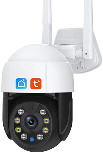 Caméra de sécurité Wifi extérieure, caméra de vidéosurveillance à zoom optique 3MP PTZ 5X, vision nocturne couleur à suivi automatique, caméra dôme sans fil P2P, application TUYA