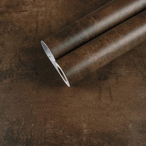 CHIHUT Matte Concrete Wallpaper Peel and Stick Brown Concrete Cement Contact Paper for Countertops Waterproof Vinyl Stained Textured Wallpaper Removable Vinyl Film for Walls Cabinets Desk 17.7x100