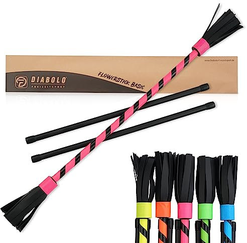 Diabolo Freizeitsport Flowerstick Basic (pink) - UV reaktiver Flower Stick mit 2 Glasfaser Handstäben, Hingucker auf Festivals, ideal für Anfänger