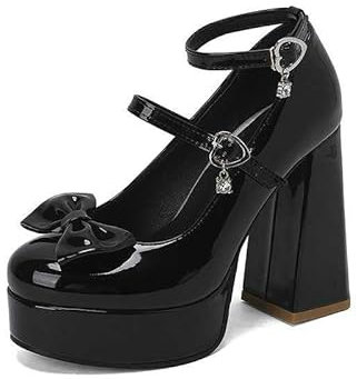 Mary Jane Punk Closed Toe Prom Maid Costume Elegantes Gothic Pumps Vintage Sweet Platform High Heels Shoes Bowknot Dress Pumps Black