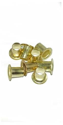 Brass Banjo Shelf Support Sockets for 6mm Holes, Pack of 8 | 8 brass-finish banjo insert sockets only for compatible 6mm cabinet, cupboard and bookcase shelf holes.