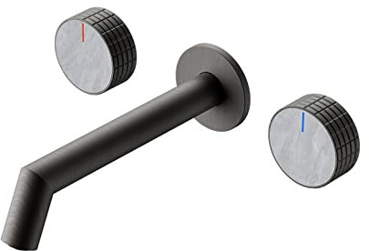 Grifos de baño, grifo de baño montado en la pared, grifos de baño for fregadero de 3 orificios, lavabo de baño, grifo mezclador de lavabo de latón con doble manija, lavabo de tocador, grifo de montaje