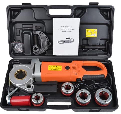 Filiera Elettrica per Filettatura Di Tubi Filettatrice elettrica portatile per tubi Filettatrice elettrica per tubi Filettatrice per tubi con 4 filiere/6 filiere, utensile per filettare tubi