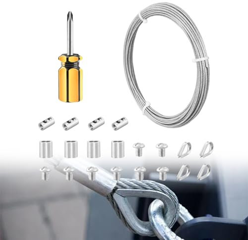 2 mm X 10m Cable De Acero Inoxidable, Kit De Cables De Acero Inoxidable para Colgar, Cuerda De Alambre con Tensor Ojales para Cuerda Tendedero, Suspensión, Soporte Planta