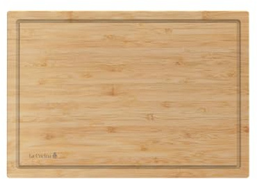 La Cucina Tabla de cortar de madera Bambú resistente 39 x 27 cm Tabla de cocina para cortar, picar y servir Antideslizante para un corte preciso Ranura para
