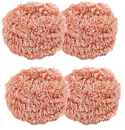 4 Pièces Eponge Cuivre, Élimine Les Taches Collées Grattoir Cuivre pour Vaisselle Cuisine, Robuste Eponge en Cuivres, Brosse À Vaisselle pour Casseroles Poêles Évier Gril Four Et Salle De Bain