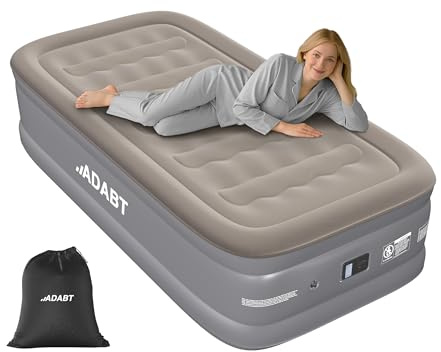 ADABT Luxury Single Inflatable Air Mattress | Air Bed with Built-in Electric Pump & Flocked Surface | Self-Inflation Blow up bed | Puncture Resistant Air Bed for Home Camping Guests 191x99x46cm