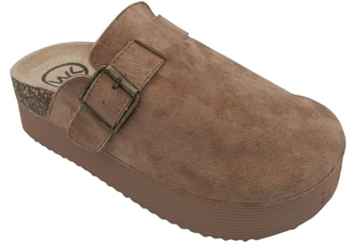 Zuecos y Mules Cómodos para Mujer - Calzado de Interior y Exterior (Mule Plataforma Marron, Sistema Tallas Calzado EU, Adulto, Números, Mediano, 38)