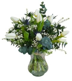 FLORES SOLIDARIAS - Ramo De Tulipanes Naturales - Ramo De Flores - Tulipanes con Cardo - Ramos De Flores Naturales A Domicilio - Regalos San Valentin - Envio 24H