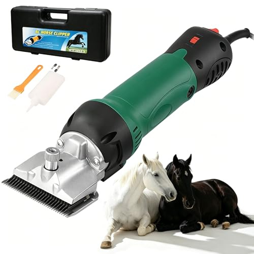 Elektrisk Hästklippare 690W Elektrisk Boskapssax med 6 Hastigheter 2800rpm Bladbredd 78mm Professionell Hästtrimmer för Hästar Får Nötkreatur Husdjur Green