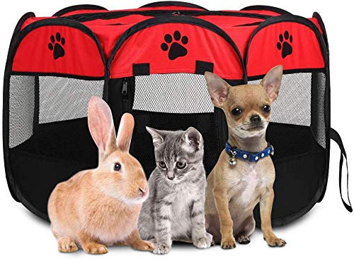 Welpenlaufstall Tierlaufstall, Welpenauslauf faltbar Welpenlaufstall Tierlaufstall für Hunde Hasen Meerschweinchen Katzen für innern oder außen 81 x 45 cm