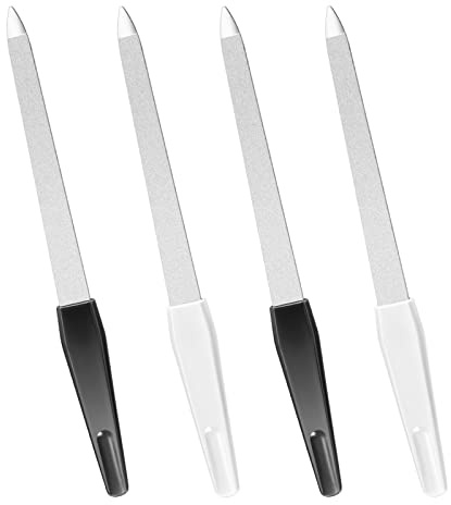 4pack Metal Nail Files, Yedtreg Professional Nail Files for Natural Nails, Double Sided Sapphire Grit for Shaping Styling Gel and Acrylic Nails, Nails Accessories Tools for Home Salon Use