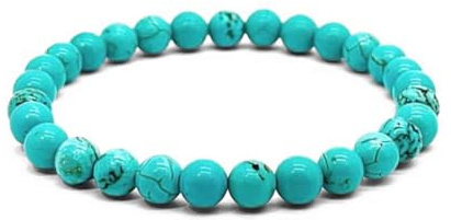 Pulsera TURQUESA RECONSTITUIDA - Piedras naturales semipreciosas energeticas para mujer y hombre - Hilo elastico con cuentas de bolas - Cristales curativos sanacion y curacion (Turquesa)