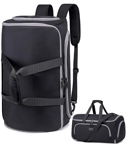 Vessgra - Borsone porta abiti, da viaggio, unisex, 4 in 1, impermeabile, convertibile, con custodia per scarpe, colore: nero