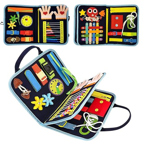 IGTOPS Écrou sensoriel, carte d'apprentissage, attacher des chaussures, boutons, couverture de mouvement