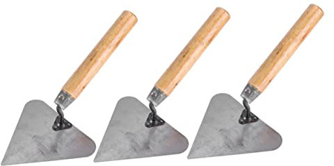 Yardenfun 3piezas Paleta Triangular De Acero Inoxidable Con Mango De Madera Para Albañilería Herramienta De Palustras y Alisador De Mortero Para Revestimiento y Construcción