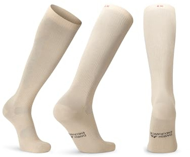 DANISH ENDURANCE Bio-Baumwolle Kompressionsstrümpfe, 14-18 mmHg, Unisex, für Damen & Herren, 1 oder 3 Paar (Beige, 39-42)