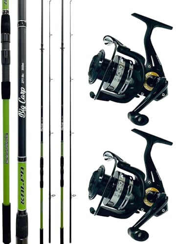 kolpo combo kit da pesca carpfishing con 2 canne + 2 mulinelli pesca alle carpe