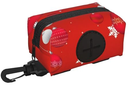 Palline di Natale rosse e bianche, fiocchi di neve,Porta sacchetti per escrementi, distributore di sacchetti per escrementi, accessori per animali domestici