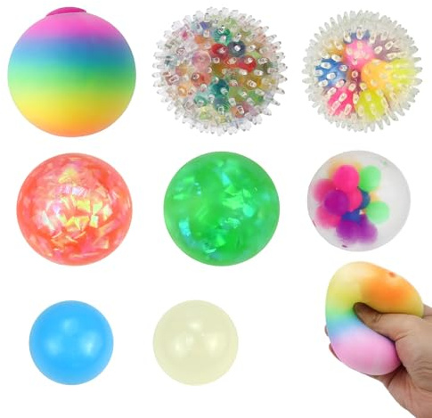 Lot de 8 balles Anti-Stress Arc-en-Ciel pour Enfants et Adultes, balles Anti-Stress avec Balle à Presser, Balle à Presser et Balle à Presser pour autisme, soulager Le Stress, la Relaxation, l'anxiété