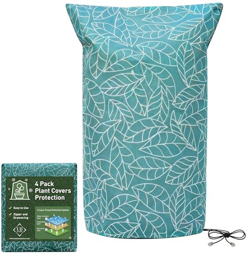 UB-STORE 120x180 CM Confezione da 4 Cappuccio Protezione Piante | Verde Protezione Invernale Piante Copertura Antigelo | Telo Protezione Piante | Sacco di Protezione Invernale per Piante