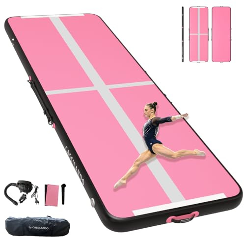 CASSILANDO Air Gymnastics Track Tumbling Mat 10ft/13ft/16ft Training mat, 4 inches Thick Air Tumble Track Mat with Electric Pump for Home Use/Gym/Yoga/TrainingOutdoor