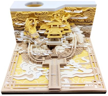 Calendrier 2026 du musée du palais 2026 Longteng de style chinois sculpté sur papier créatif 3D stéréoscopique à déchirer et dézipper, décoration de bureau, notes et marque-pages.
