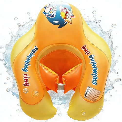 ZesGlyxyr Galleggiante per Anello da Nuoto per Bambini, Anello di Nuoto per Bebè, Galleggiante Gonfiabile per Bambini, per Neonati/Bambini da 6 a 36 Mesi - Arancione