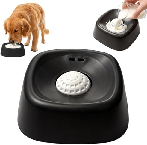 Feegela Palla da leccare per cani con ventosa, ciotola lenta in polipropilene, per leccare il cibo umido con sfera girevole, per ridurre lo stress e la cura dei denti (nero)