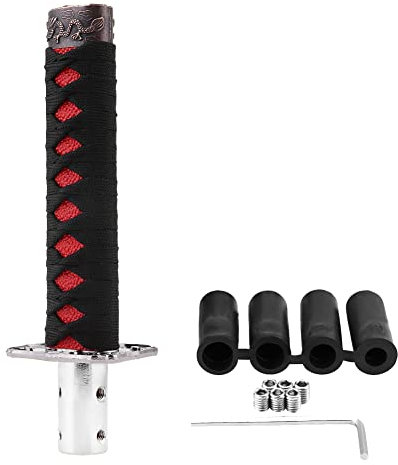 Minyinla Universeller japanischer Schaltknauf, Schalthebelmanschette für Auto mit manuellem und automatischem Getriebe, Schwarz und Rot