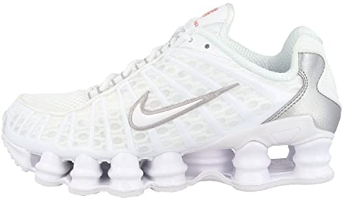 Nike Damen Shox TL Sneaker, Mehrfarbig (White/White/Metallic Silver/Max Orange 000), 44 EU