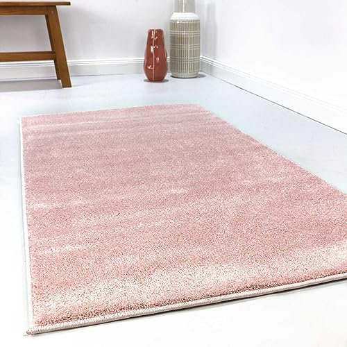 Esprit Home, Moderner Kurzflor Teppich - Läufer für Wohnzimmer, Flur, Schlafzimmer, Campus (80 x 150 cm, Rose)