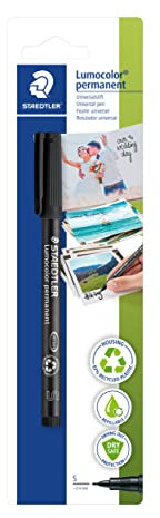 STAEDTLER Marker für Fotografie Lumocolor permanent, zur Beschriftung von Fotos und Fotobüchern, wisch- und wasserfest, lichtbeständig, Schwarz, Linienbreite S ca. 0,4 mm, 313-9 BK-1