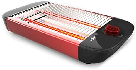 Solac TC5303 Stillo Red - Tostador plano multiusos. Superficie de tostado 24 x 18 cm. Resistencias de cuarzo. 12 niveles de tostado. Bandeja recogemigas. Desconexión automática. Recoge cables. Negro