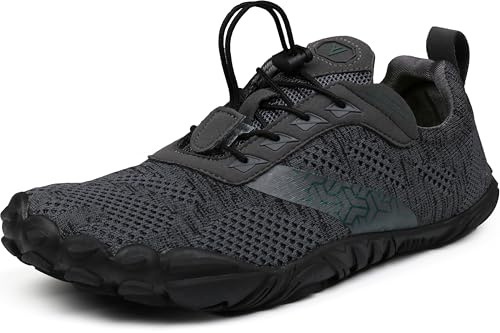 WHITIN Men's Trail Running Shoes Minimalist Barefoot Five Fingers Wide Toe Box Size 10 Gym Workout Fitness Zero Drop Minimus FiveFingers Grey 43