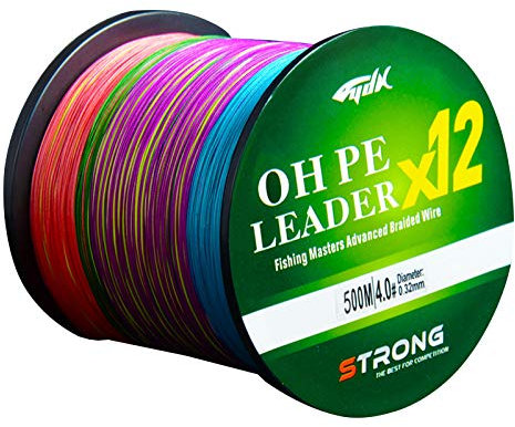 LPATTERN Angelschnur- 500M 12-Fach PE Angeln Geflochtene Schnüre, 500M-Bunt, 5.0#/0.37mm/41.0kg