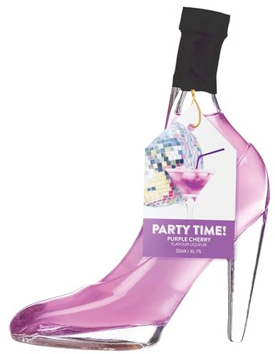 Ginovation Purple Cherry Gin Liqueur Stiletto Shoe Bottle by Blue Tree Gifts. 17% ABV, 35cl, Gift for her.
