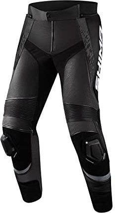 SHIMA STR 2.0 Motorradhose Herren mit Protektoren Leder Knieprotektoren Motorradkombi Motorrad Hosen Lederkombi Motorradjacke Sport Lederhosen (Hose, Schwarz, 52)