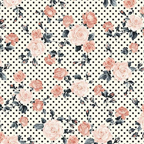 Jersey Stoff Meterware Elastisch Rosana Punkte Rosen Retro Kombistoff Viele Farben 150 cm WB 15,98 €/m Farbe Apricote