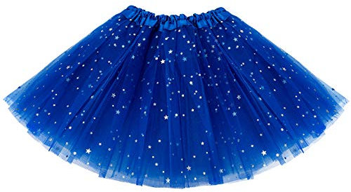 KEREDA Kinder Mädchen Tüllrock Pailletten Tütü Röcke Glitzer Bunt Ballettrock 2-7 Jahre,Dunkelblau