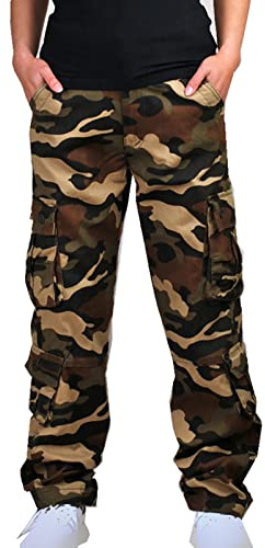 Muscularfit 2023 Camo Cargo Pants for Men, Multi-Pocket, Loose Straight Sweatpants, Outdoor, Athletic, Khaki, Camouflage M