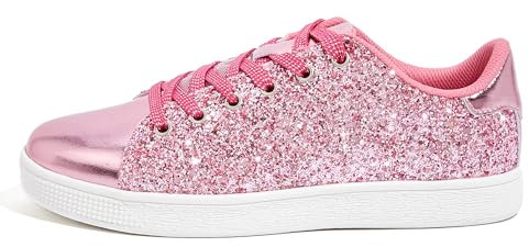 LUCKY STEP Baskets Femme | Baskets à Paillettes | Baskets Mode (Rose Vif, 11US-42EU-9UK)