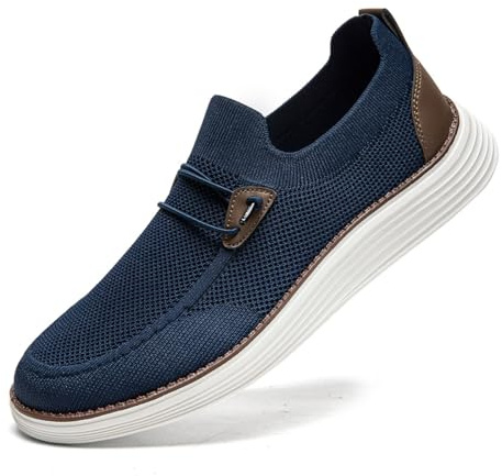 CAIQDM Men's Walking Fitness Sneakers Flat Jogging Fitness Sneakers Men's Training Shoes Training Running Shoes Breathable Fashion Casual Dark-Blue UK Size 10