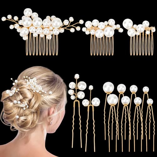 Kiiwah 13 Pezzi Accessori Capelli Sposa, Fermagli per Capelli Perle da Sposa, Strass Forcine a Forma di U per Donne e Ragazze