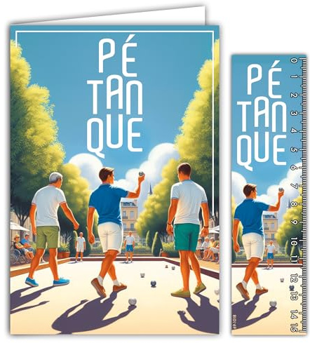 69-1018 Carte PÉTANQUE avec Enveloppe 12x17,5cm Pour sportif joueur champion Tu tires ou tu pointes Cochonnet Boules Départ en Retraite Soleil - Collection Passion Sports des Jeux - Fabriqué en France