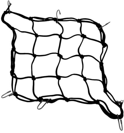 VAEIORP red de equipaje para bicicleta y moto, red de seguridad, red de tensión, red de casco, bolsa de alforja, con 6 ganchos de sujeción para cesta de bicicleta/rack.