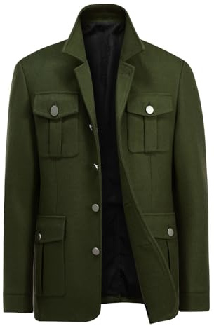 Allthemen Cappotto Uomo in Lana Corto Casual Parka Giacca Invernale Caldo Trench Sciolto con Risvolto