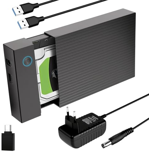 USB 3.0 Docking Station SSD Hard Disk Esterno, per Case HDD e SSD 3,5'‘/2,5'‘, Case SSD da 6 Gbps, adattatore di alimentazione da 12 V/2 A, UASP
